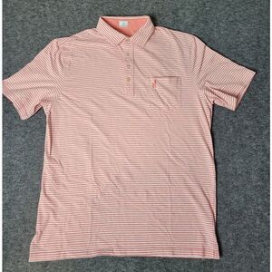 Johnnie-O Dante Men's Polo Golf Shirt Size L Fiesta Orange Stripe Orange